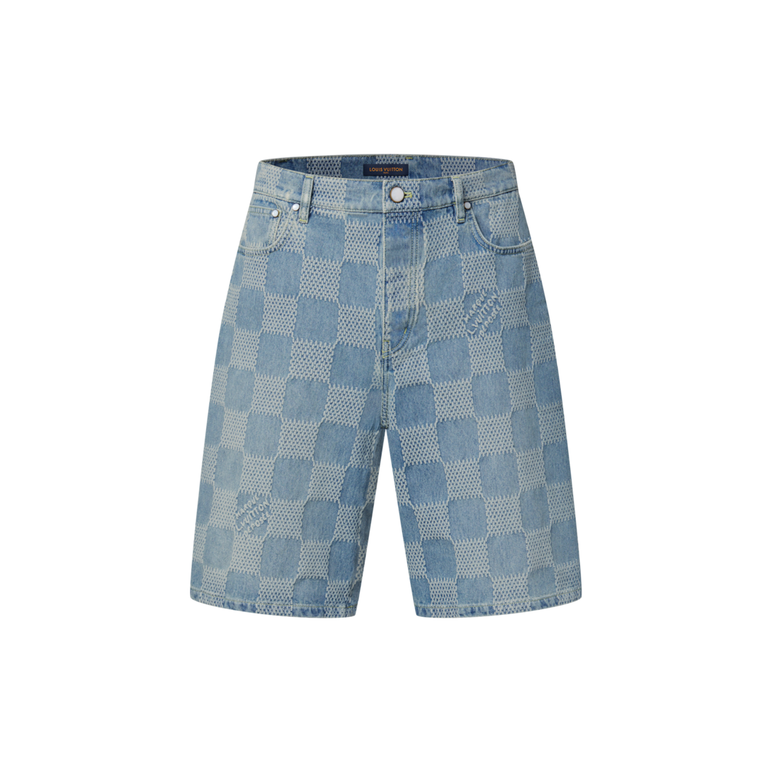 Short Jeans Claro com Damier 3D - Ready-to-Wear | LOUIS VUITTON ®